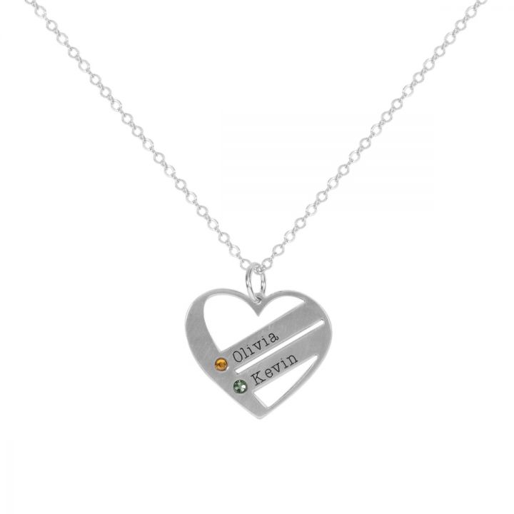 In My Heart Name and Birthstone Necklace [Sterling Silver]