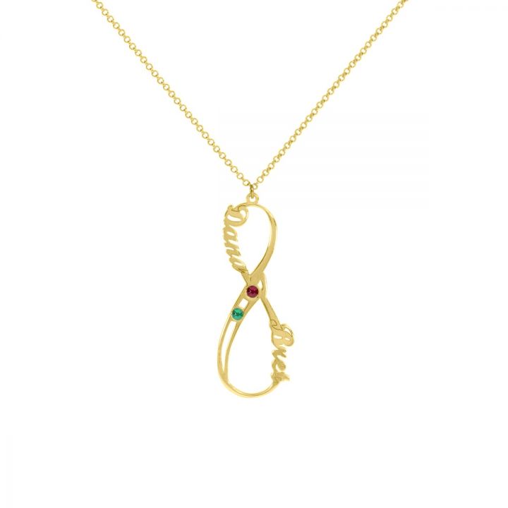 Infinite Love Name and Birthstone Necklace [18K Gold Plated]