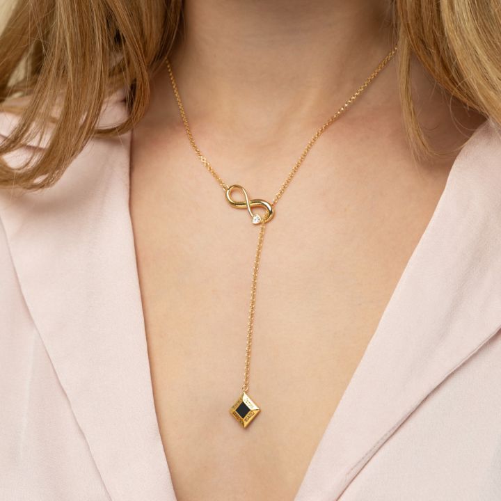 Lariat Infinity Necklace with Nano Bible [18K Gold Vermeil]