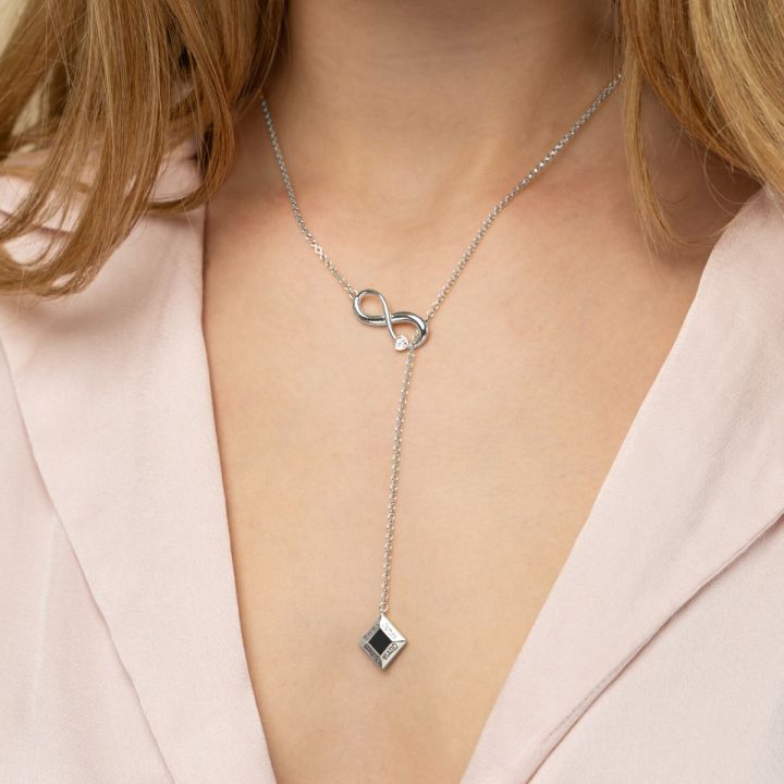 Lariat Infinity Necklace with Nano Bible [Sterling Silver]