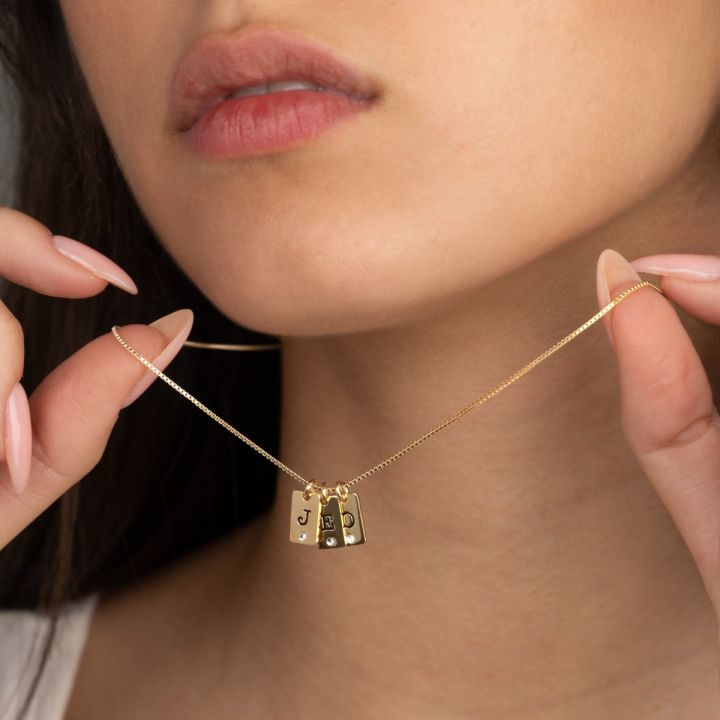 Mirella Initials Charm Diamond Necklace [18K Gold Plated]