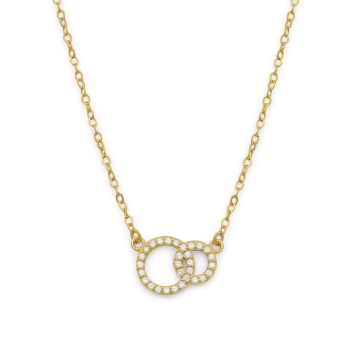 9ct Gold Two Tone Double Circle Pendant | Angus & Coote