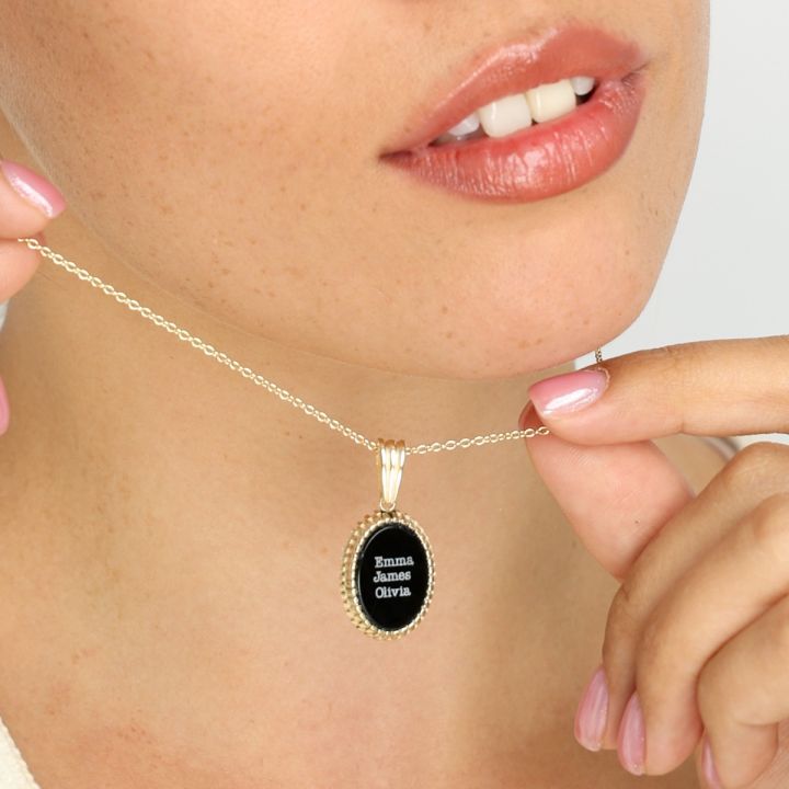 14k solid gold onyx drop necklace | mamajamamade