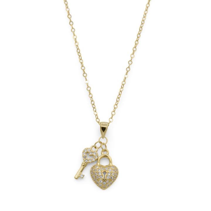 Natural Diamond Heart Key Necklace | Jewelry By Johan - Jewelry by Johan