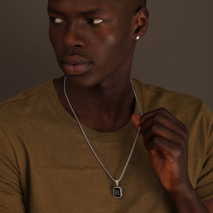 Black Onyx Stone Name Necklace for Men Talisa