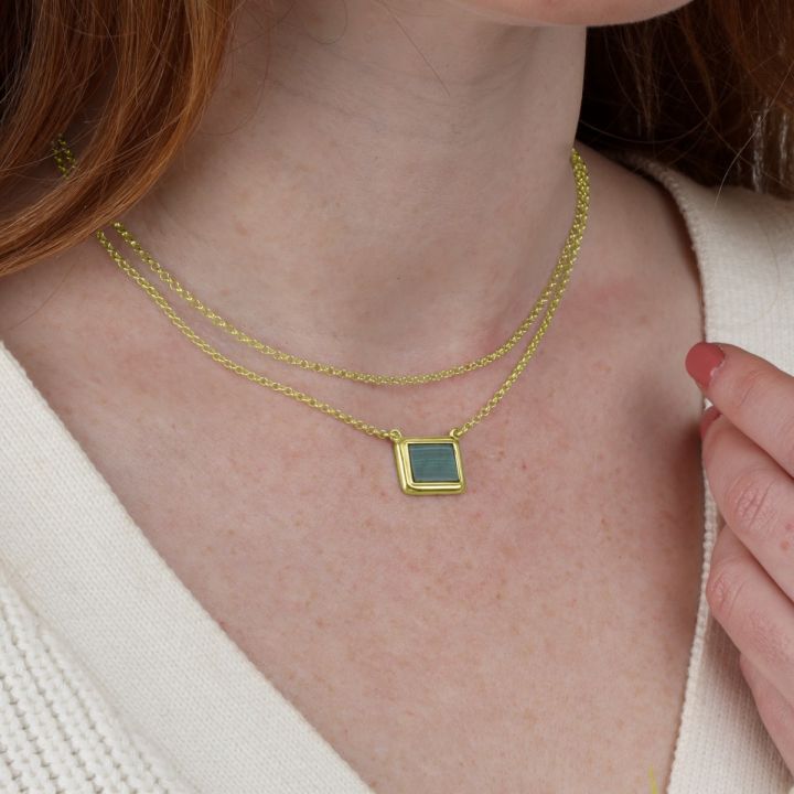 Touch of Nature Malachite Necklace - Horizontal [18K Gold Plated]