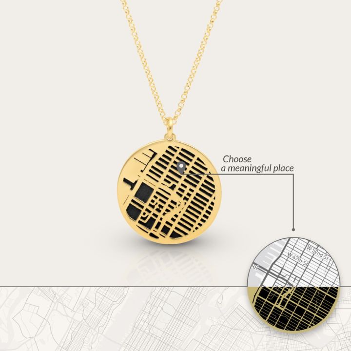 Precious Spot Map Silhouette Necklace Gold Vermeil Street Map
