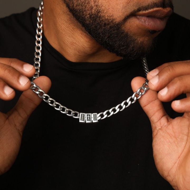 Silver cuban link chain with cross on sale