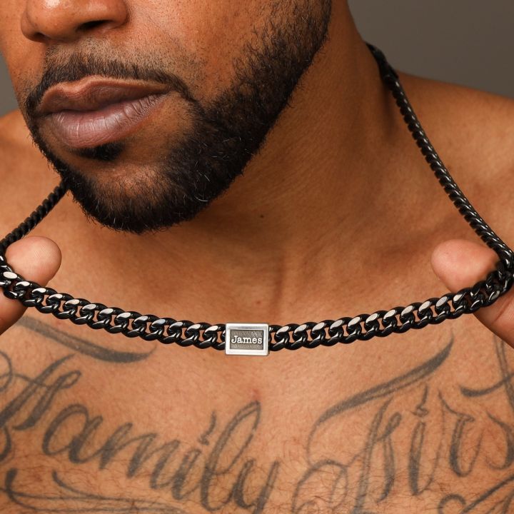 Dark Cuban Link Chain With Name - 12mm