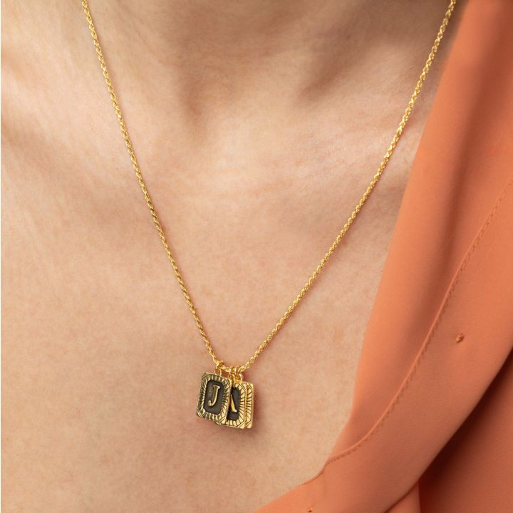 Midnight Initials Necklace [18K Gold Plated]