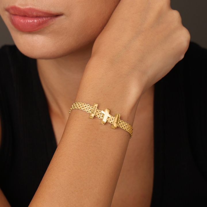 Cross Milanese Chain Bracelet [18K Gold Vermeil]