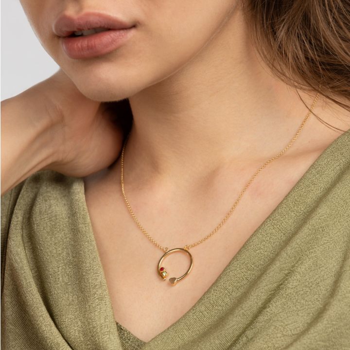 Mother's Heart Birthstone Necklace [18K Gold Plated]