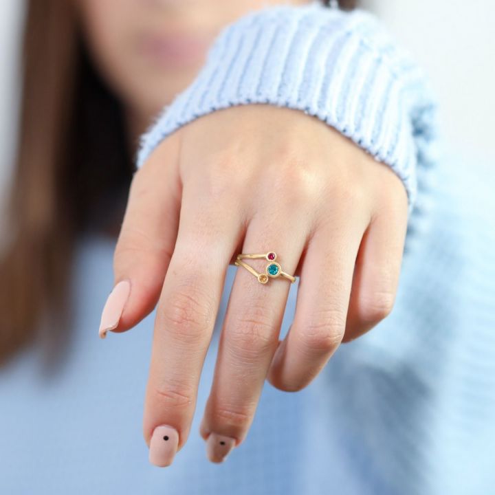 Stackable Mother s Birthstone Rings Gold Plated Talisa