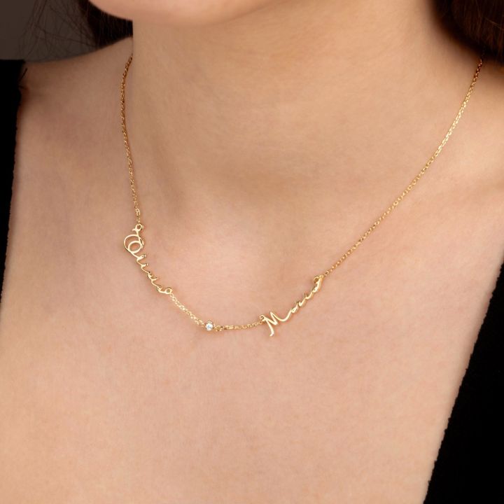 Talisa Italic Multi-Name Diamond Necklace [18K Gold Plated]