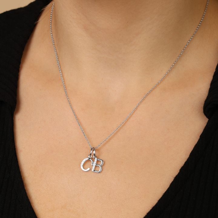 Vintage silver initial necklace sale