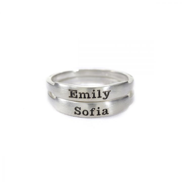 hammered and dark the central ring. spinner Sterling silver ring with 3 spinner rings of silver Personalized text