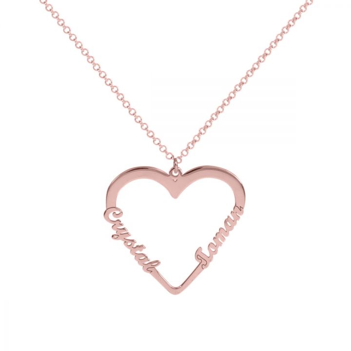 Our Heart Name Necklace [18K Rose Gold Plated]