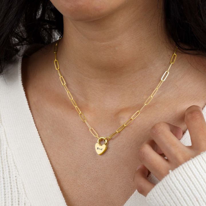 Unlock My Heart Gold Plated Necklace 