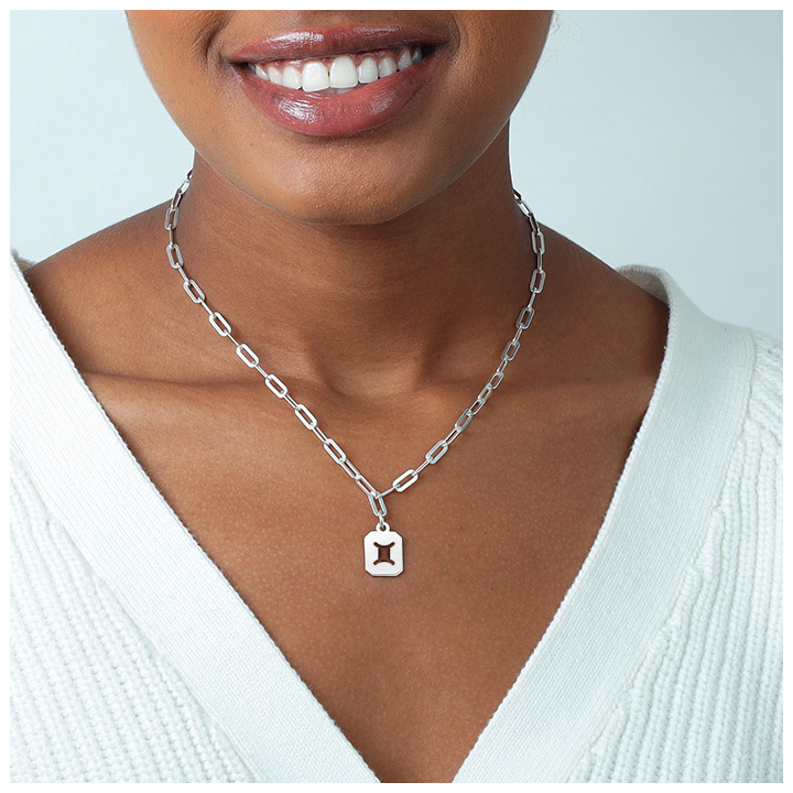 Gemini Necklace - Zodiac Sign with Paperclip Chain [Sterling Silver]