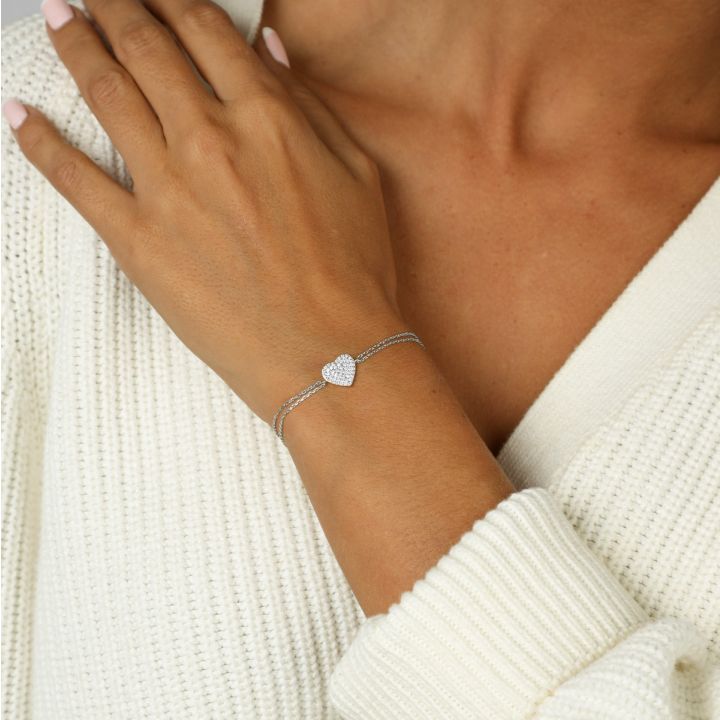 Pave heart bracelet new arrivals