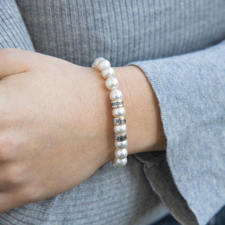 Engraved sale pearl bracelet