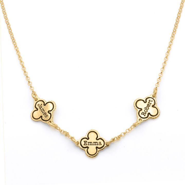 Mens Necklace 18K Gold Four Leaf Clover Pendant Necklace for