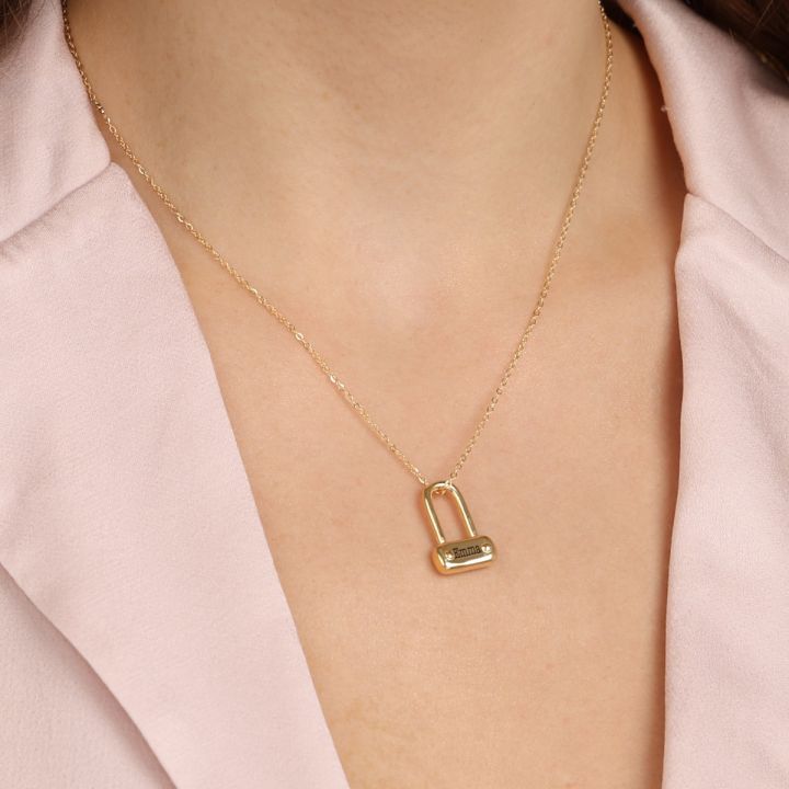Petite Lock Name Necklace [18K Gold Vermeil]