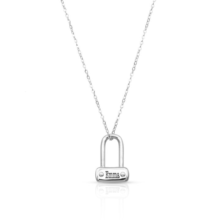 Engraved Padlock Pendant - Custom Necklaces by Talisa