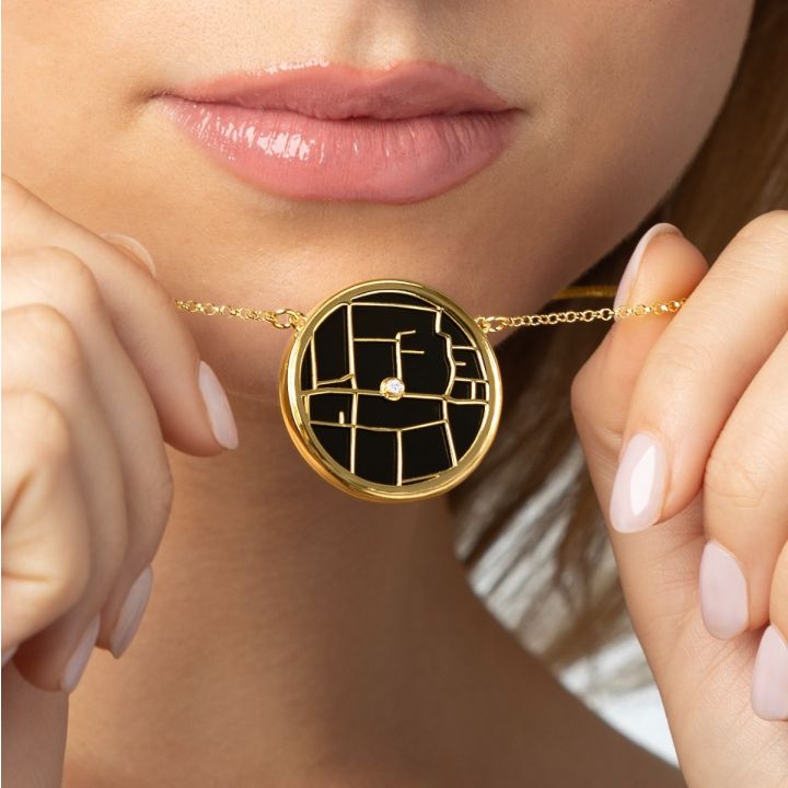 Precious Spot Onyx Map Necklace [18K Gold Vermeil]