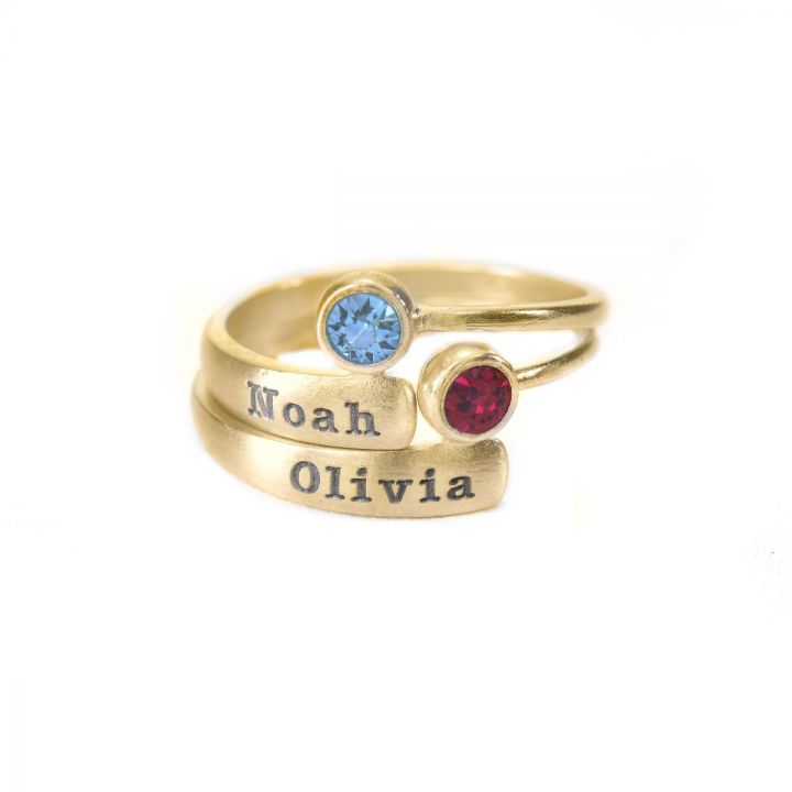 Name Rings with Birthstones 18K Gold Plated Talisa Jewelry