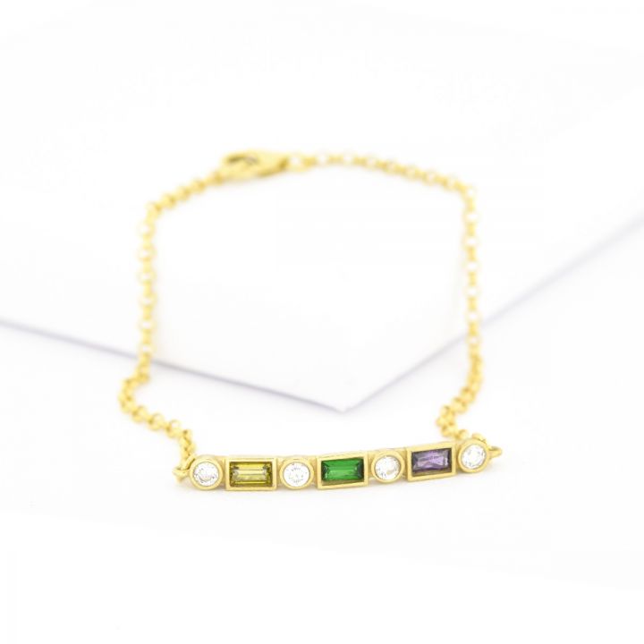 Personalized Birthstone Bracelet (Gold Plated) 