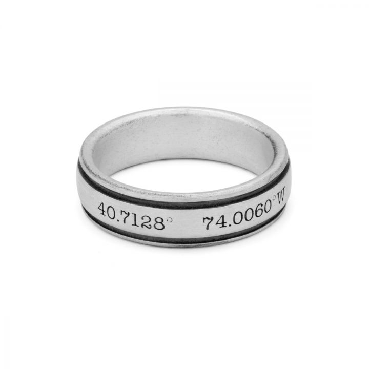Classic Coordinates Ring for Men - Sterling Silver