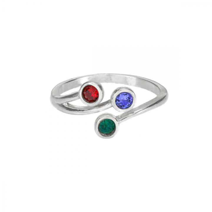 Roots Of Love Ring – 3 Birthstones [Sterling Silver]