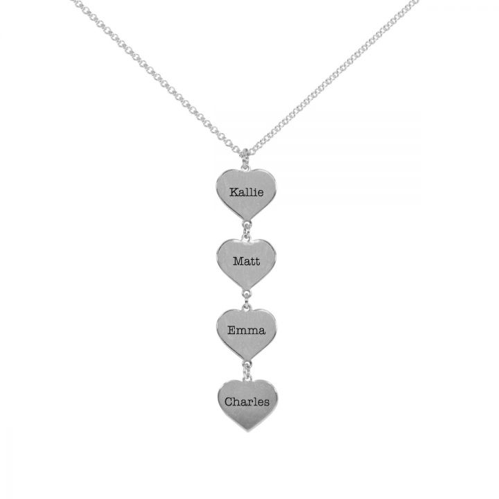 Set of Hearts Name Necklace [Sterling Silver]