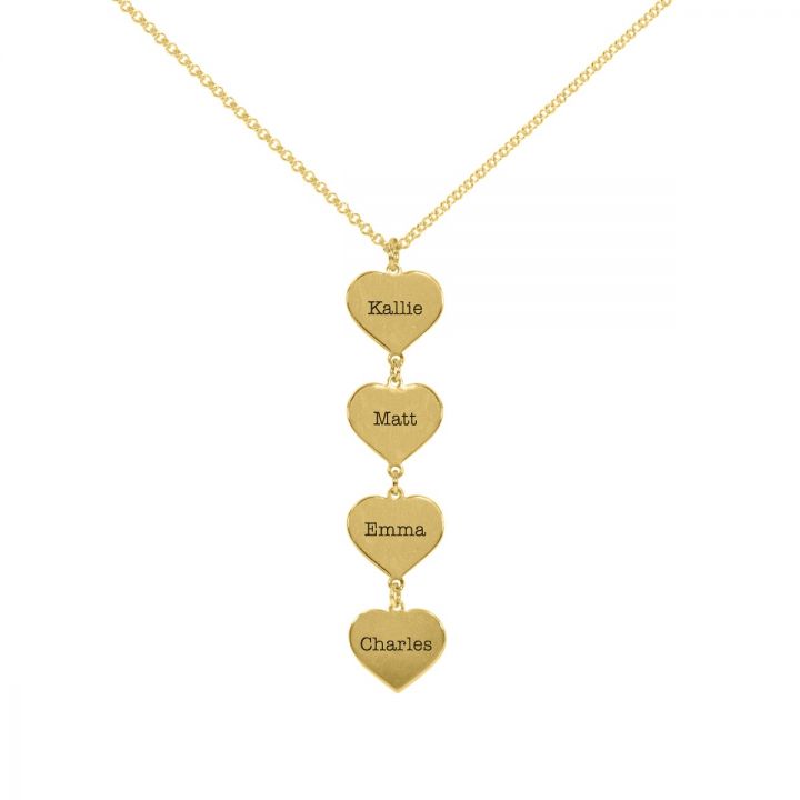 Set of Hearts Name Necklace [18K Gold Plated]