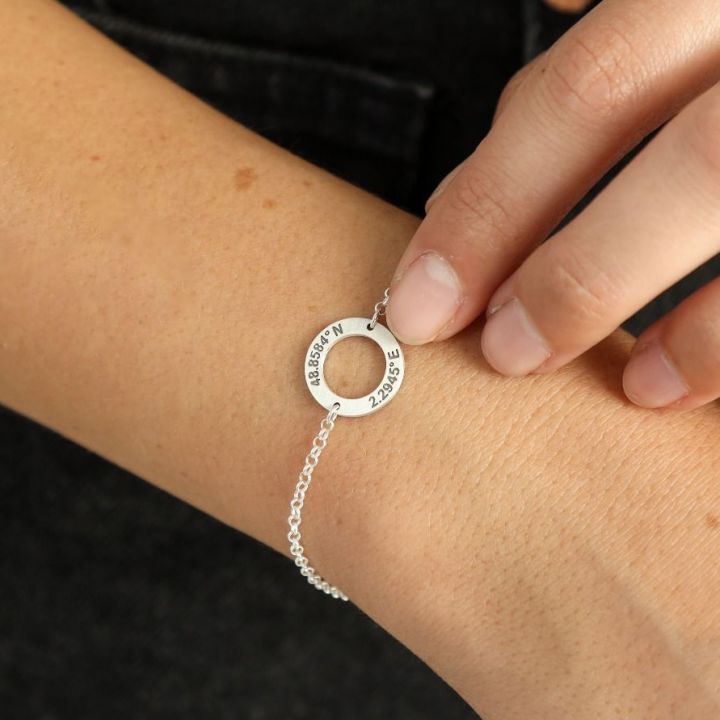 Fascinerend Hiel Kaarsen Coördinaten Armband Zilver Dames - Cadeau voor Haar - Talisa Juwelen