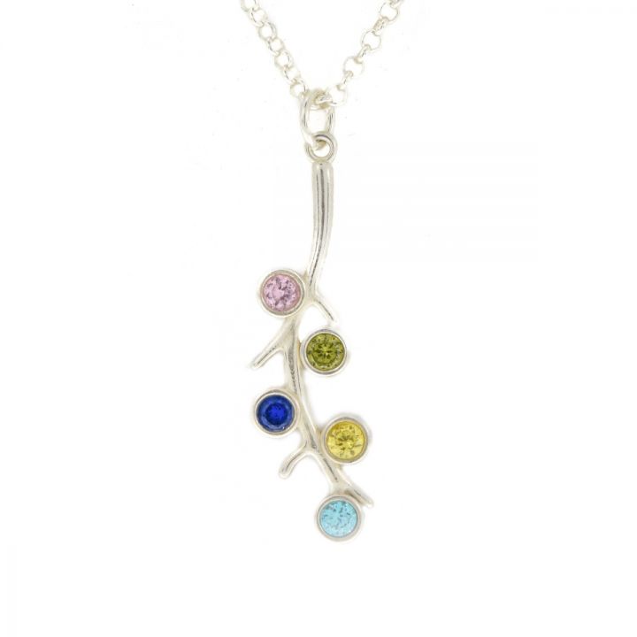 Vertical 2025 birthstone necklace