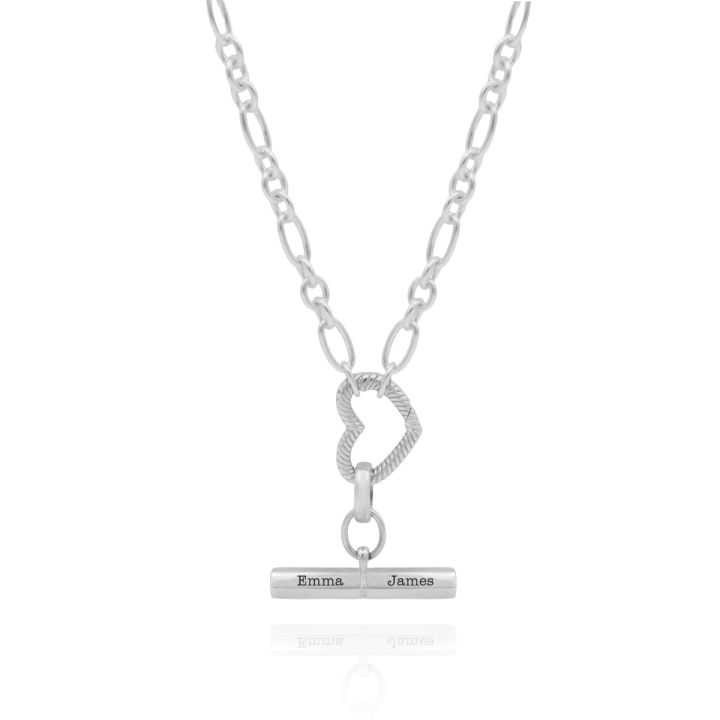 Sterling Silver Heavy Curb Link Fob Chain / T-Bar Necklace