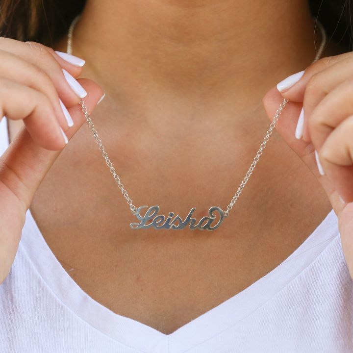Any name necklace Silver chain sterling silver chain silver pendant name