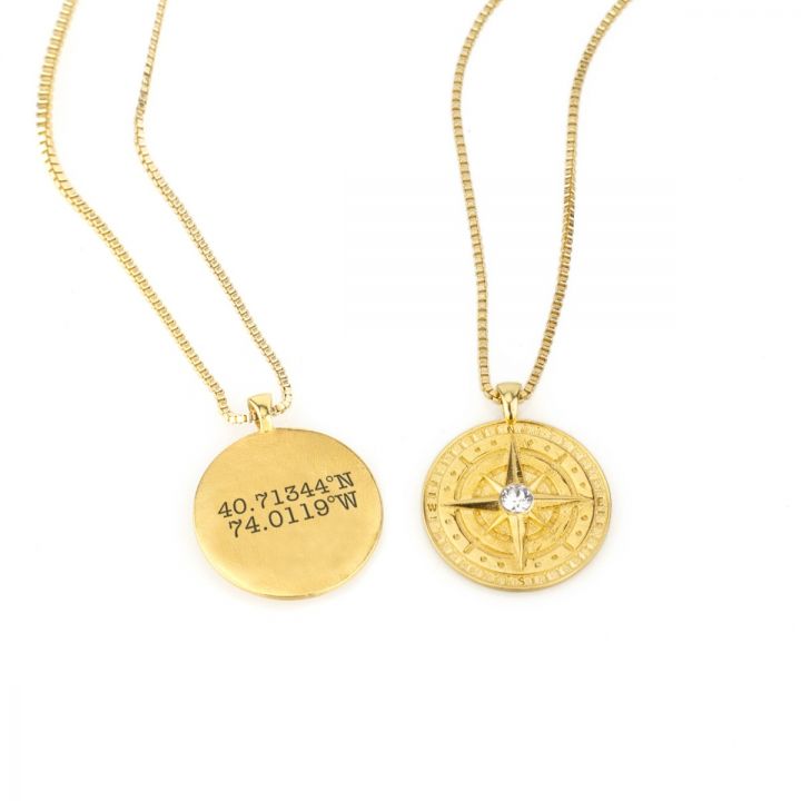 Compass Cremation Necklace in 14K Yellow Gold – closebymejewelry