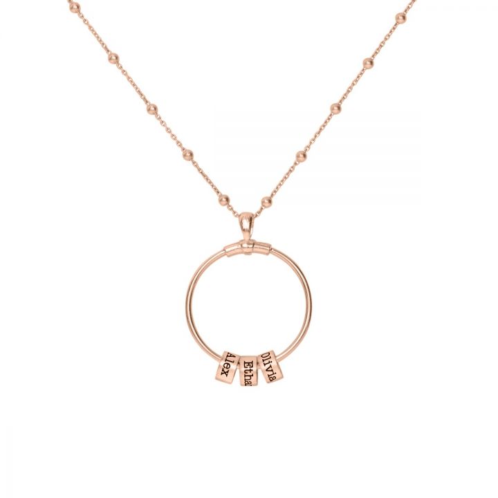 Family Circle Name Necklace [18K Rose Gold Plated]