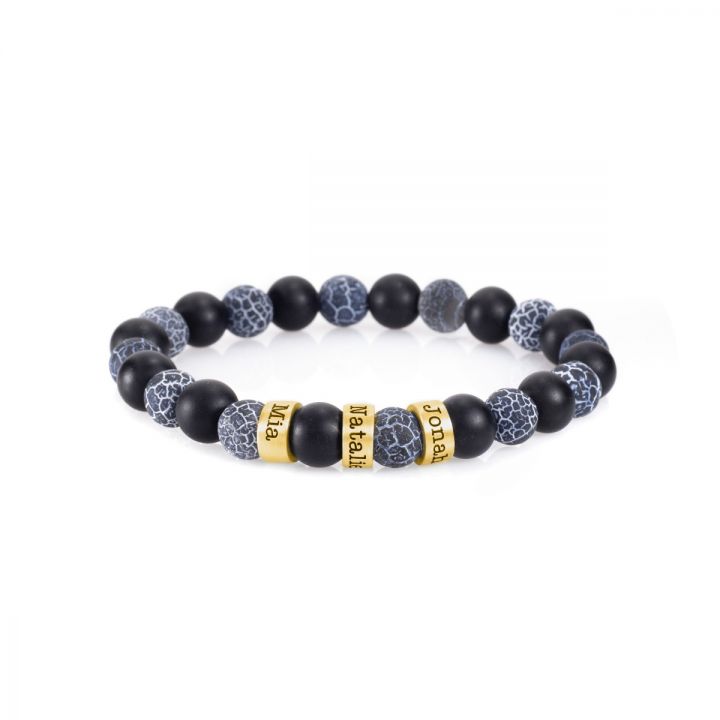 Onyx and Agate Name Bracelet [18K Gold Plated]
