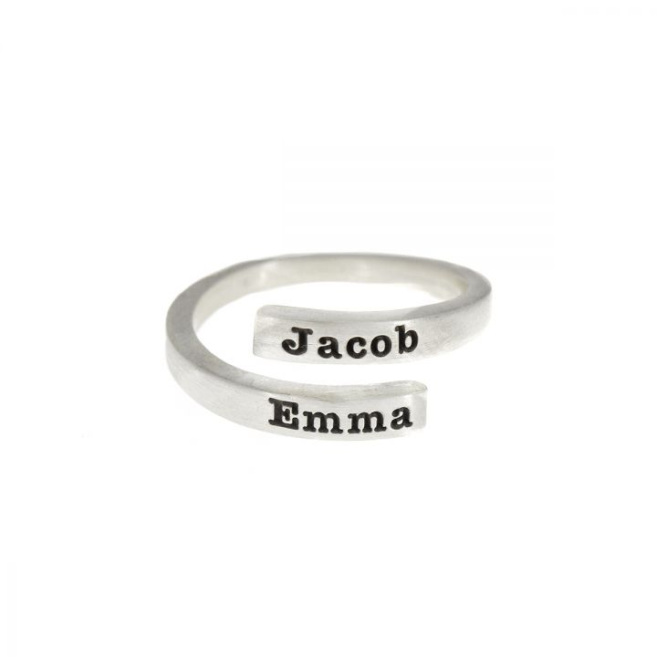 Swan Name Ring - 2 Names [Sterling Silver] 