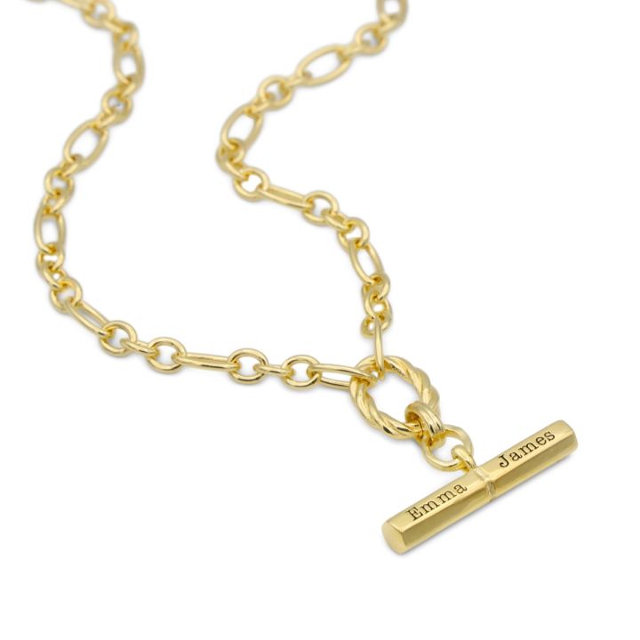 9ct Gold 18 Inch Figaro T-bar Necklace | H.Samuel