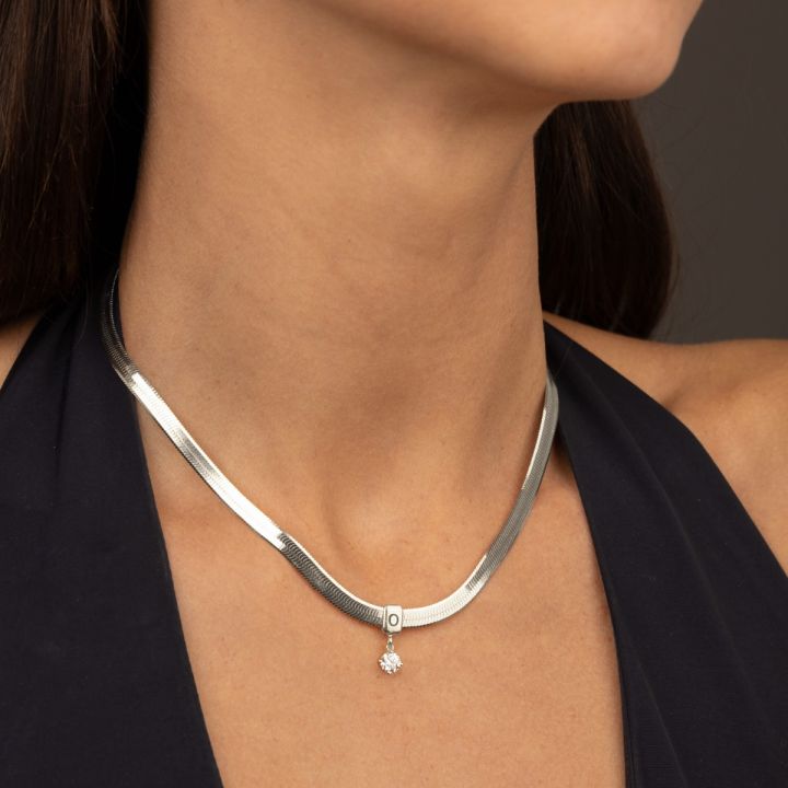 Silver diamond letter necklace online