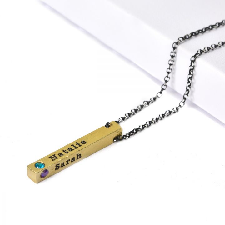 Talisa Bar Birthstone Necklace [18K Gold Plated - Hammered]