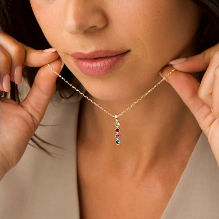 Multiple Birthstone Necklace Gold Plated Vertical Talisa Jewelry