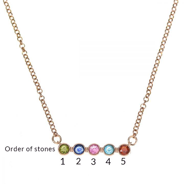 Custom Birthstone Necklace in Silver (3-10 stones) - MYKA