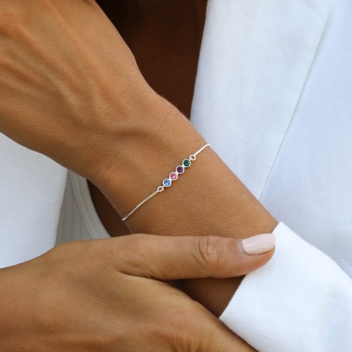 Custom Birthstone Bracelet in Silver  Gardens of the Sun  Ethical Jewelry
