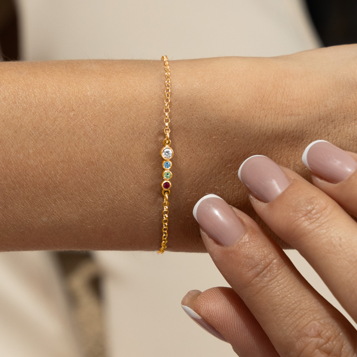 Talisa Stars Birthstone Bracelet with Diamond [18K Gold Plated]